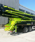 Road Ready Concrete Boom Pump And Mobile Mixer Truck Rig Slick Setup Full Process Integration Built Tough For House Building with extended boom.