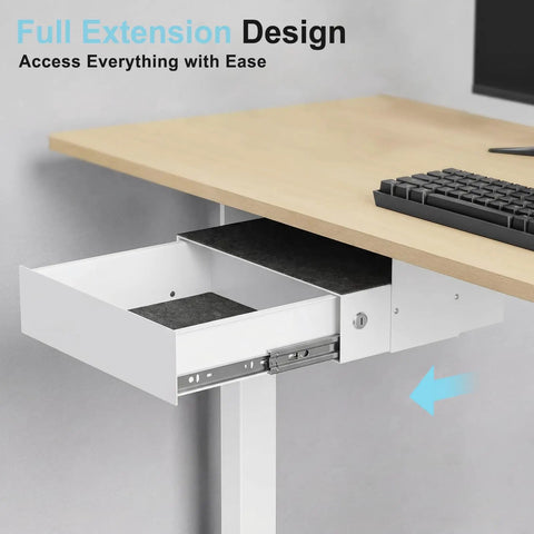 Spacious Under Desk Drawer Featuring Silky Slide Out Rails And A Rock Solid Side Lock Heavy Duty White Steel Organizer for easy access.