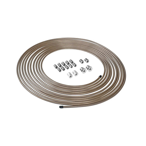 Copper Nickel Brake Line Replacement Kit 3/16 x 25 ft with Inverted Flare Fittings, Hand Bendable Tubing Coil, Rust Resistant