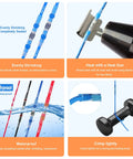 All-In-One Compact Heat Shrink Gun Kit With 820 Solder Seal Connectors And Heat Shrink Tubing shown with usage examples.