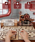 3D Marble Run Puzzle Kit For Adults, Fantasy Land Wooden Mechanical Model Building Set, Gear Ball DIY Kit, Mind Blowing Marble Track For Home Decor, Challenging Yet Satisfying Puzzle Gift Idea, 154 pcs wooden parts