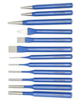 High Precision Chisel And Punch Kit 12 Piece Engraving Tools Set Made With CRVV Steel, showing arranged conical and flat chisels
