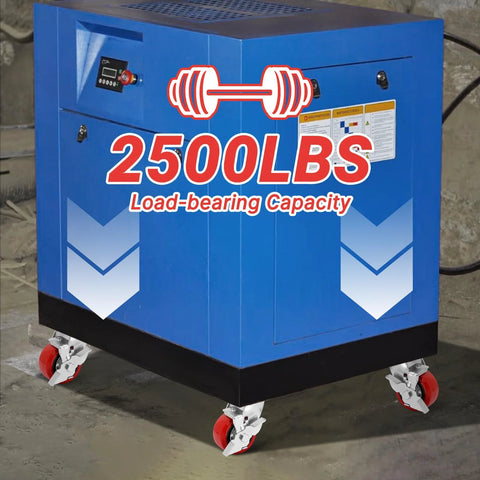 4 Inch Heavy Duty Industrial Polyurethane Casters Set Of 4 With Dual Ball Bearings Solid Polyurethane Wheels 2500 Lb Capacity Plate Swivel Casters For Carts Machines And Equipment Durability installed on blue equipment