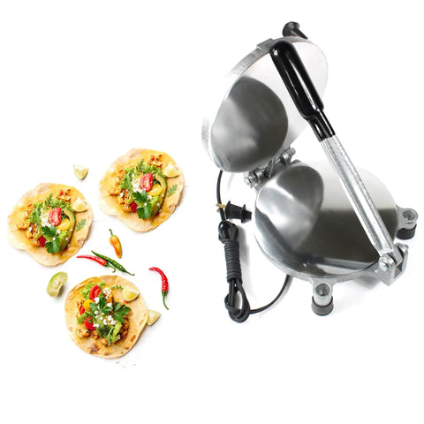 Get This Electric Tortilla Press Maker For Quick Chapati And Roti Prep At Home with 8 inch plate and insulated handle.