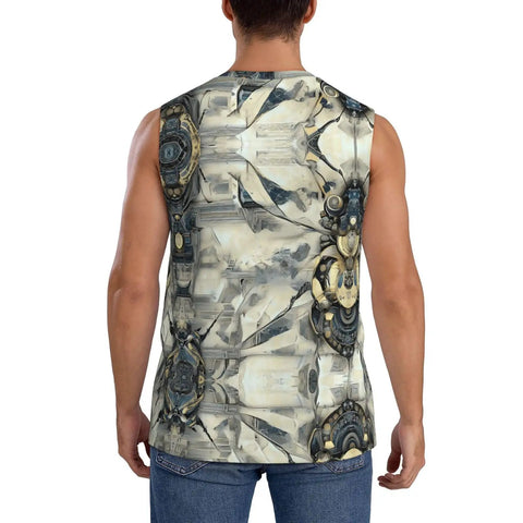 Beast Mode Mens Breathable Mesh Sleeveless Vest With Mechanical Insect Print Loose Fit Quick Drying Athletic Tank Top X Large back view
