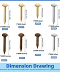 1600Pcs Tiny Nails Kit With 1x6mm 1x8mm 1x10mm Wooden Nails In Gold Silver Bronze, DIY Hardware Fixes; nail dimensions
