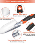 Heavy Duty Garden Tools Set 3 Piece With Ergonomic Handles Shovel Transplant Trowel And Hand Rake Aluminum Alloy Orange For Planting