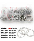 Three Wave Type Stainless Steel Washer Set 350 Pieces In One Box M3 M4 M5 M6 To M19 304 Grade Spring Washers Gasket Assortment Kit For Auto DIY Machinery Anti Loosening, 10-size organizer