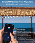 Lit Smart Outdoor String Lights For Patio 100 Ft Dimmable WiFi Lights With 50 G40 LED Bulbs app control demonstration.