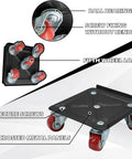 Super Awesome Heavy Duty Furniture Movers With Wheels, 5 Wheel Dolly Kit For Sliding Sofa Fridge Washer Lifter Tool Set Black with labeled parts.