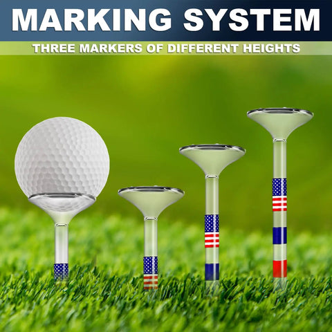 Transparent Three And A Quarter Inch Unbreakable Plastic Golf Tees That Cut Friction And Side Spin Fifty Count, American flag design.