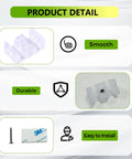 8-pack clear plastic shower door bumpers with screws and adhesive for framed/sliding glass doors; bottom guide assembly