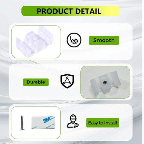 8-pack clear plastic shower door bumpers with screws and adhesive for framed/sliding glass doors; bottom guide assembly