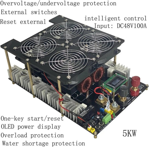 Badass 5000W Induction Heating Board With Heavy Duty Spiral Coil And Zero Hassle Water Pump, featuring control unit and cooling fans.