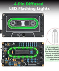10 Minute Sound Recorder Soldering Kit With LED Lights showing circuit board with 4-pin diffused LED flashing lights diagram.