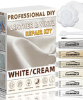 Leather And Vinyl Repair Kit For Furniture And Car Interiors Fix Scratches Tears Holes And Peeling On Couches Purses Jackets With Easy Step By Step Instructions, featuring six 50ml cream tubes, applicator, and guide