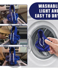 Collage of Cozy Hoodie Vibe Gear Shift Cover For Cars, featuring washable knit sleeve over shift knobs and in a laundry machine.