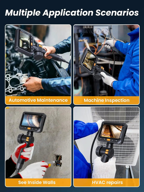 Two Way Articulating Borescope Endoscope Camera With Light Dual Lens 1080P Industrial Inspection Tool used in various scenarios