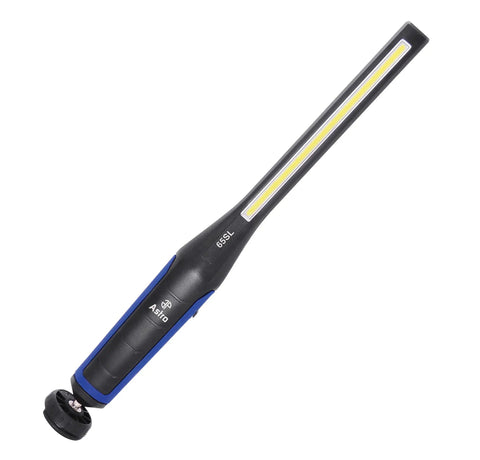 Beast Mode Slim LED Work Light With 650 Lumen COB Main Beam And 120 Lumen Top Flashlight, black handle and swivel base visible.