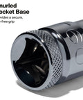 Close-up of knurled base on Knurled Torx Bit Socket Set T8 Through T60 For 1/4, 3/8 And 1/2 Inch Drives, Premium Cr-V Steel