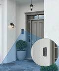 30-55 Degree Adjustable Doorbell Angle Mount for Wider View and No Blind Spots installed near entrance on white wall.