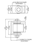 Hella Slick Opening Heavy Weld On Gate Hinge With Aluminum Body For Commercial Fences dimensions 2.4 to 2.9 inch adjustable, 3.8 inch height.