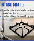 Gas Stove Burner Grate Replacement Set 8.5 By 8.5 Inches Cast Iron For GE Ranges Built To Last Durable Cast Iron Grate Pack Of 4 Replacement Parts Replaces 770157 AH244198 displayed on kitchen counter