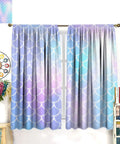 Mermaid Blackout Curtains For Girls Bedroom With Ocean Wave And Fish Scale Pattern, Blue And Pink, 2 Panels Each 21x63 Inches
