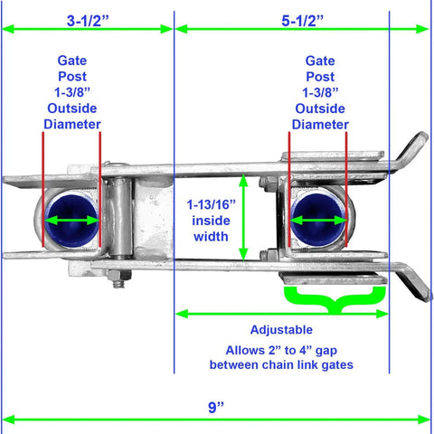 Residential Double Gate Latch For Chain Link Fences Strong Arm Sentry Style Galvanized Steel No Drop Rod Required Quick Install