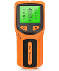 5‑in‑1 Stud Finder Wall Scanner, Smart Chip Wall Detector with LCD Display in orange with visible green LCD screen.