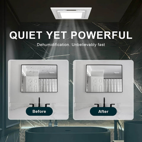 Installed Ultra Quiet 12 Inch Bathroom Exhaust Fan With LED Light 141 CFM Three Color Temperatures 3000K 4000K 6600K