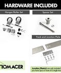 Brushed Nickel Non Bypass Sliding Barn Door Hardware Kit For One Door 7ft Flat Track T Shape Rollers Heavy Duty Interior
