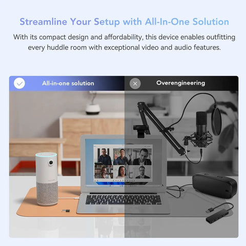 No Cap Portable All In One Conference Webcam Delivers Crisp 1080P HD Video With Integrated Noise Canceling Mic And Sharp Speaker setup comparison.