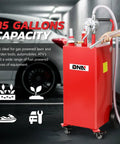 Big 35 Gallon Gas Caddy With Wheels, Heavy Duty Fuel Tank For Cars, Lawn Mowers, ATVs And Boats, Two Way Rotary Hand Pump