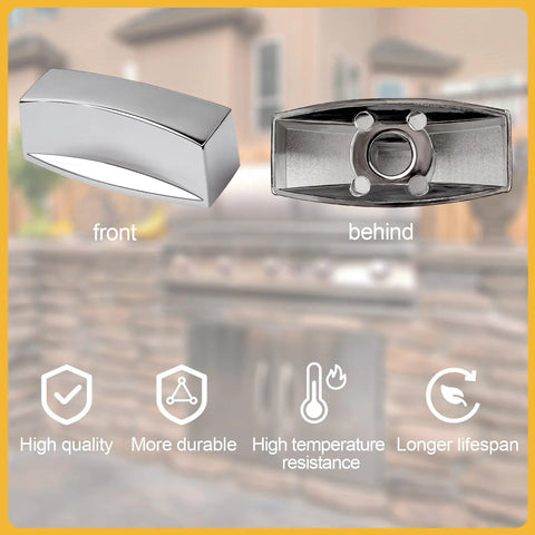 Range Valve Knob For Gas Stove And Oven Hob Panels Easy Swap Chrome Control Knob With D Shaped Interface Compatible With Gas Valve Burners Upgrade Replacement For Commercial Grills front and back view.