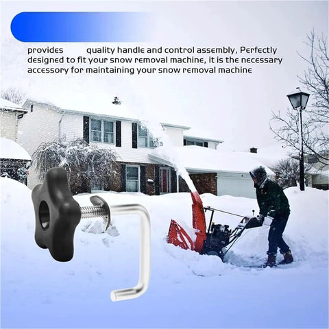 Cool Snow Blower Handle Knob And Lock Bolt Screw Kit Fits 1143779 Models For Lawn Mowers Heavy Duty Grip Perfect For Tough Chicago Winter Shoveling Jobs Super Secure Locking System black knob and bolt on snowblower in snowy driveway