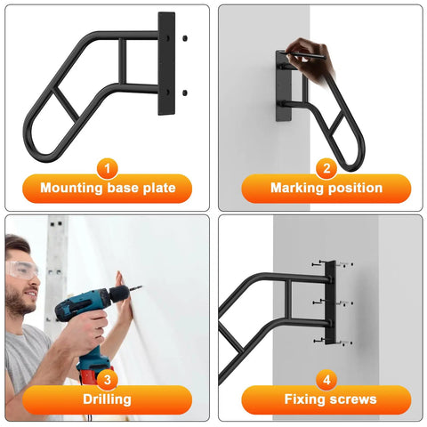 Installation steps for U Shaped Safety Handrails Built Tough For Indoor And Outdoor Steps Heavy Duty Stair Railing Rust Proof Black Steel.