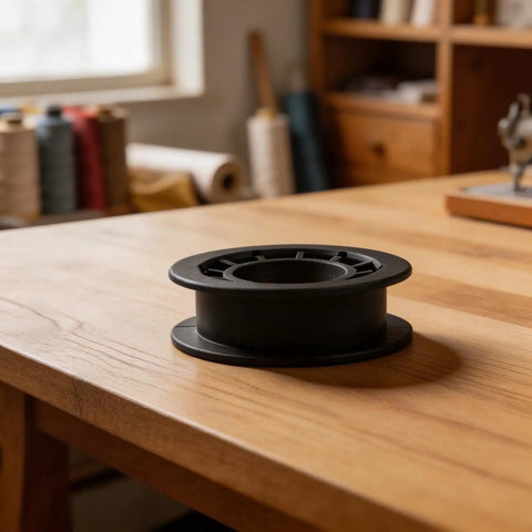 Durable Idler Pulley Replacement for Walk Behind Mowers on wooden table, plastic construction, heavy duty belt tensioner