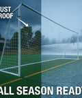 Regulation Size 24 By 8 Soccer Goal With Steel Frame, Heavy Duty Portable Pro Grade Practice Net Included, rust-proof feature