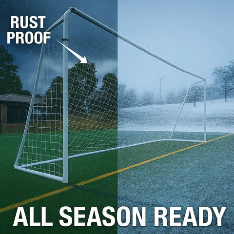 Regulation Size 24 By 8 Soccer Goal With Steel Frame, Heavy Duty Portable Pro Grade Practice Net Included, rust-proof feature
