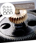 100 Piece External Snap Ring Set For Shafts And Machinery Sturdy Steel Circlips with gears and text illustration