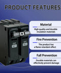2 Pole 50 Amp Circuit Breaker For 120 And 240 Volt Panels With Standard Plug In Mount And Thermal Magnetic Protection Compatible With Thick Series And Q Line Load Centers High Interrupting Capacity 10kA, shown with product features