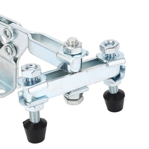 Heavy-Duty Horizontal Quick-Release Clamp Head That's Built to Take a Beating, 500 Lb Capacity, Elbow Joint Design, Cross-Cut Skid Clamp, Press Clamp for Welding and Drilling Projects, zinc-coated iron
