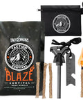 Go-To Survival Fire Starter Kit With Flint And Steel 4 Inch Magnesium Ferro Rod Waxed Hemp Rope Waterproof Storage Pouch And Carabiner Campfire Gear For Camping And Emergency Prep Stocking Stuffers For Men. Includes magnesium rod, waxed hemp ropes, and storage pouch.