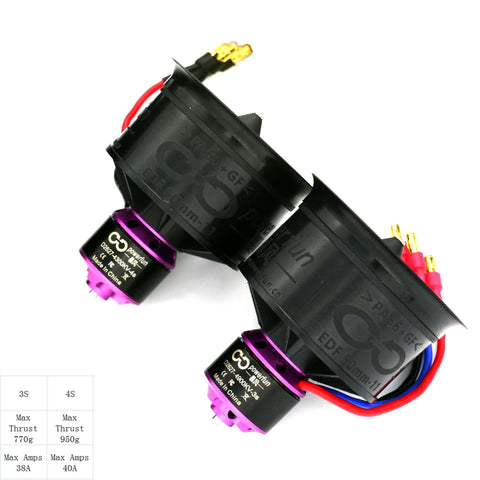 50mm EDF ducted fan with 11 blades and 4300KV RC brushless motor, 40A ESC for 2-4S LiPo 4S RC jet airplanes, delivers up to 770g thrust