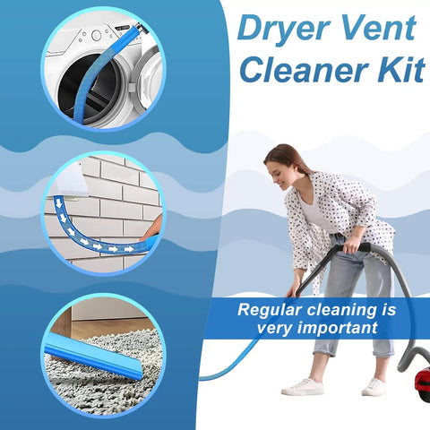 Dryer Vent Lint Cleaner Kit With Flexible Vacuum Hose Attachment For Deep Cleaning Clogged Ducts No Fuss Quick Twist And Lock