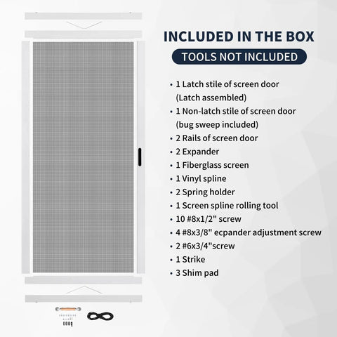 Sliding Screen Door Kit With Galvanized Steel And Aluminum Frame White 30x80 Height Adjustable Rust Proof And Mosquito Proof No Sweat Assembly For Patio Backyard And Bedroom