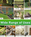 Heckuva Sturdy Galvanized Hardware Cloth 8 X 10 Feet 1/4 Inch Mesh 23 Gauge Welded Steel Fencing Roll used in various animal enclosures and garden protection.