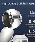 Pro Grade Stainless Steel Sugar Coating Machine Featuring Adjustable Rotating Drum For Chocolate And Candy Making Automatic Tablet Coating Dryer Quick Heat Dissipation with measurements.