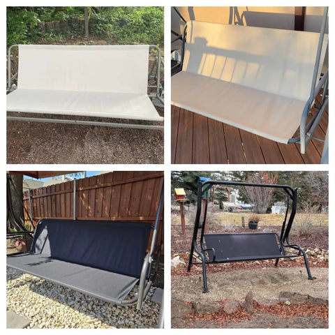 Beige 2/3 seater swing seat cover replacement made from 600D Oxford waterproof fabric for outdoor garden settings.